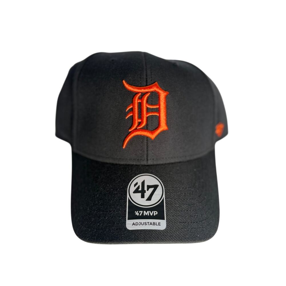 '47 Detroit Tigers MVP Adjustable Hat Black Orange Logo Cap NWT OSFM